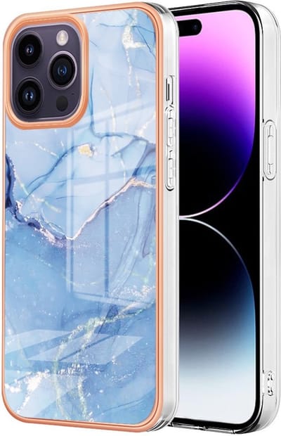 Coverup Hoesje - Geschikt voor iPhone 15 Pro Hoesje - Coverup Marble Design TPU Back Cover - Cloudy Blue