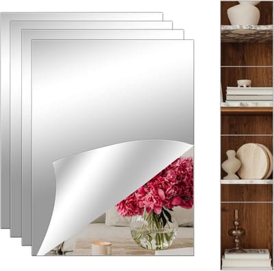 4-delige Zelfklevende Acryl Spiegelset - Flexibel en Frameloos voor Thuisgebruik