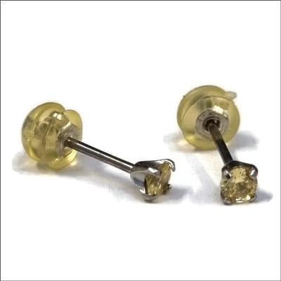 Aramat Jewels | Oorbellen | Ronde Titanium Oorbellen Zirkonia 3mm - Geel | | | |3mm | Titanium | Kinderen, Volwassenen | Verkleurd niet