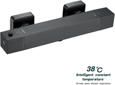 Auralum Max Thermostatische Douchekraan - 15 cm - Douchemengkraan - Waterbesparend - Inclusief koppelingen - Zwart