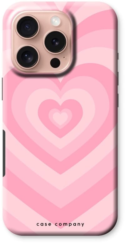 Case Company® - Hoesje geschikt voor iPhone 16 Pro hoesje - Hart Roos - Tough Case - Maximale Bescherming alle Kanten en Schermrand