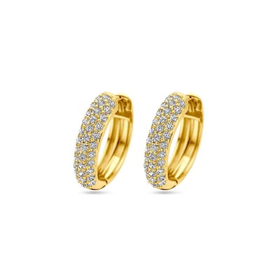Zilver Verguld (Geel) Klapoorringen Zirkonia 15,5 Mm 1 Micron 2103796