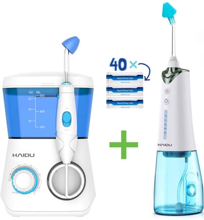 HAIDU Neusdouche Vital en Pro – Elektrische Neusspoeler Set bij Verkoudheid en Verstopte Neus – Pure Breathing Bundel