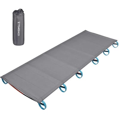 TOMSHOO Lit de camping portable d'extérieur en alliage d'aluminium Lit de voyage ultraléger pour la randonnée gris