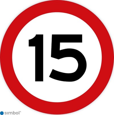 Simbol - Stickers 15 km - Maximaal 15 km/u - Duurzame Kwaliteit - Formaat ø 5 cm.