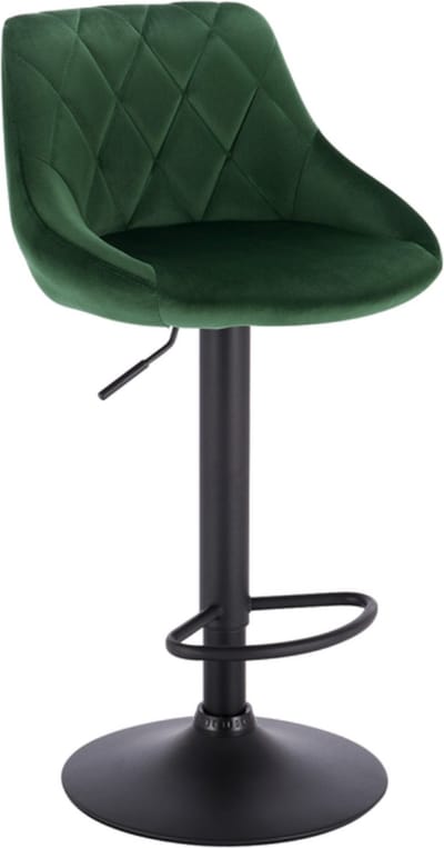 Designer Barkruk Herli - Met rugleuning - Stevig - Ergonomische barstoel - Velvet - Zithoogte 60 - 82cm - Donkergroen - Set van 1 - Keuken en bar - In hoogte verstelbaar