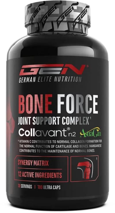 Bone Force - 180 capsules - Gewrichtscomplex met glucosaminesulfaat, MSM, chondroïtine, cissus quadrangularis, wierookextract, hyaluronzuur, gemberextract, bromelaïne, collageen type II, vitamine C en mangaan