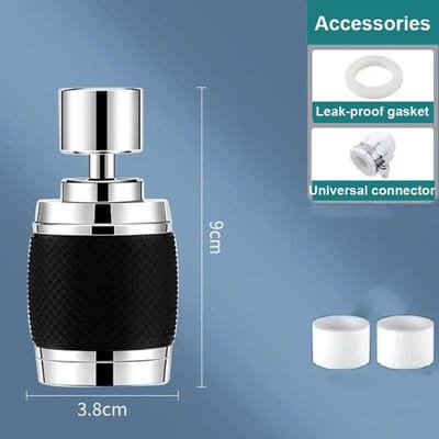 Filtre à eau aérateur de robinet pivotant à 360° Purificateur de robinet réglable à 3 modes avec pierre médicale sulfite de calcium pour évier de cuisine noir