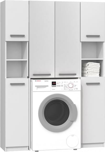 Wasmachine Ombouwkast-Opbouwkast Wasmachine Met 2 kolomkasten Wit