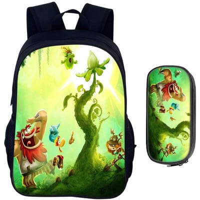 Cartoon Games Rayman Legends 2-delige Set Rugzak Schooltas Jongens Meisjes Camping Rugzak Etui Potloodzak Potlooddoos