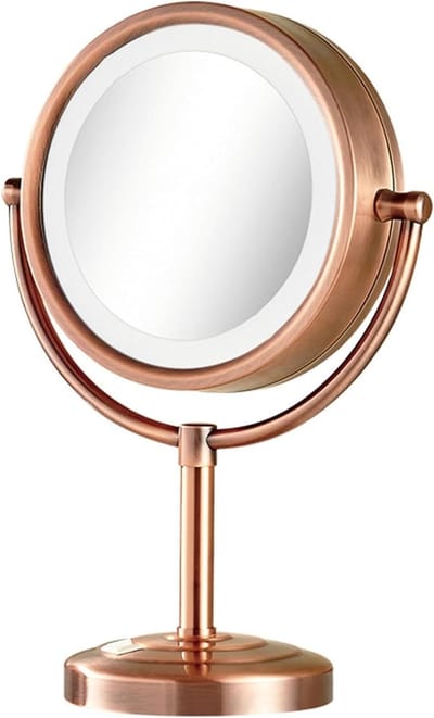 Make-up Spiegel - Vergrotende Spiegel - Gezichtsverzorging - Dubbelzijdig Verlicht - 8.5 Inch - Rood Brons