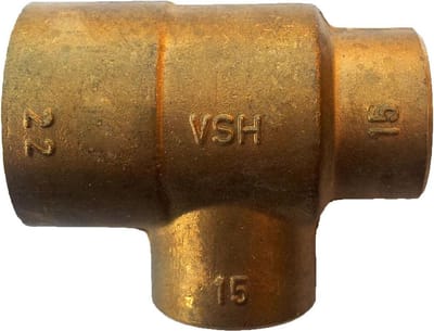 VSH soldeer messing - T-stuk - 22 x 15 x 22 mm