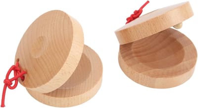 Houten Vinger Castagnet - Percussie Instrument - Muzikaal Spelen - Gladde Afwerking - 55 cm Diameter - Natuurlijk Hout