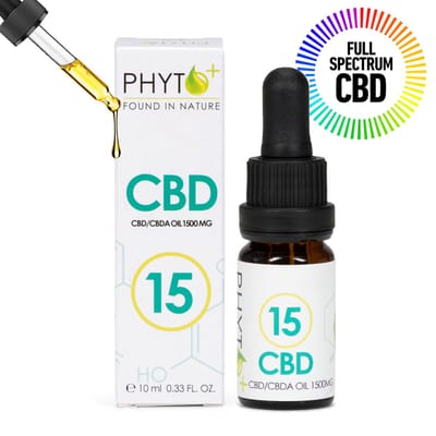 Phyto Plus® CBD Olie - Druppels 15% - Extra Sterk - Full Spectrum - 15 Procent - Cannabidiol - CBD - 1500mg - Puur - Supplement - Hennepolie - Cannabis olie - Wietolie