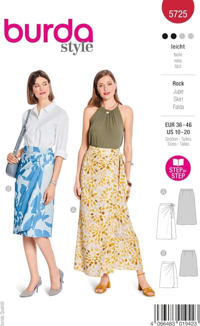 Wikkelrokken Patroon - Rok Ontwerp - Zelf Kleding Maken - Twee Varianten - Maat 36-46 - Wit