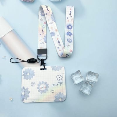 Cartoon Verse Bloem Kaarthouder Studenten Buskaart Toegangskaarthoes Krediet ID Kaarthoes Lanyardhouders Leuke Sleutelhangers D