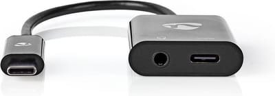 Nedis USB Multi-Port Adapter - USB 3.1 - USB-C Male - USB-C Female / 3,5 mm Female - 0.15 m - Rond - Verguld / Vernikkeld - PVC - Zwart - Polybag