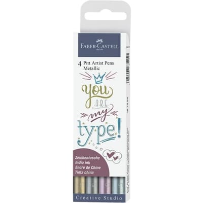 Faber-Castell tekenstift - Pitt Artist Pen - metallic - 4-delig etui - FC-167304