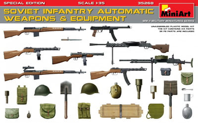 MiniArt Modelbouwpakket Militaire voertuigen - 35268 Sovjet Infanterie Automatische Wapens en Uitrusting - Special Edition WWII Militaire Miniatuurserie Plastic - 1:35 - Modelbouw