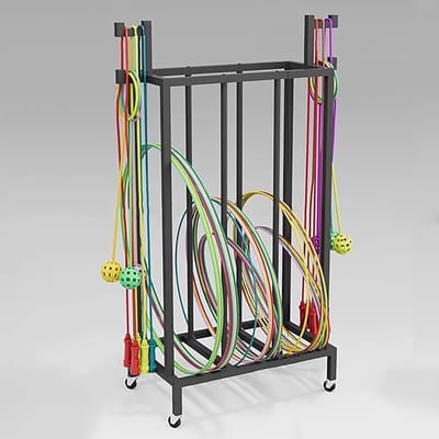 Hoep Organizer - Ring Trolley - Sportmateriaal Opbergen - Verrijdbaar Ontwerp - 120 cm Hoog - Zwart