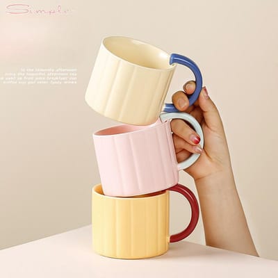 Hoge Waarde INS Stijl Mok met Handvat Koppels Keramische Mok Familiedeelset Kleine Cadeaumok Student met Hoge Temperatuurbestendigheid 350ML white