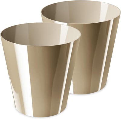 Dailygoods - Set van 2 Glanzende Beige Bloempotten - Ø 8 cm