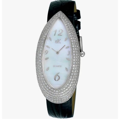 Adee Kaye Collection Poire Accents de Cristaux Cadran Nacre Blanche Quartz AK2527-L Montre Femme blanc