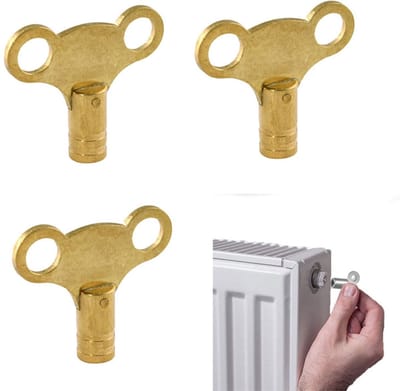 3-Stuks Radiatorsleutel - Kleine sleutel voor radiatoruitlaatklep - Massief messing - Vierkante radiatorsleutel - Geschikt voor het afstellen van radiatoruitlaat en radiatorontluchtingsklep thuis - Goud
