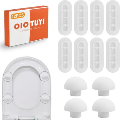 12 Stuks Rubberen WC-Brilbuffer Dekselstopper Afstandhouder Wit - Ideaal Voor Softclosebaar Toiletdeksel