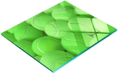 Multifunctioneel decoratief glazen keukenbord met tennisballenmotief, 60x52 cm