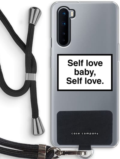 Case Company® - Hoesje met koord geschikt voor OnePlus Nord hoesje met Koord - Self love - Telefoonhoesje met Zwart Koord - Bescherming aan alle Kanten en Over de Schermrand
