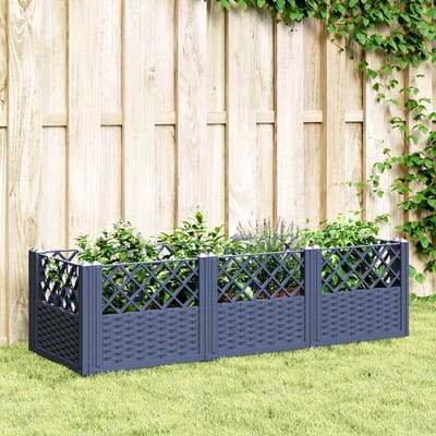 vidaXL - Plantenbak - met - pinnen - 123,5x43,5x43,5 - cm - polypropeen - blauwgrijs