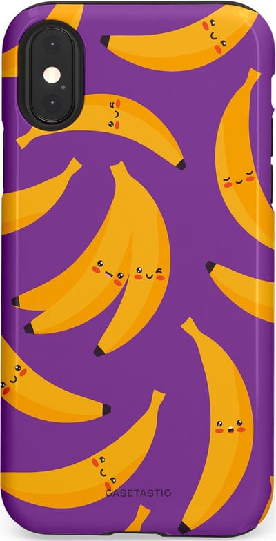 Casetastic Hoesje Geschikt voor Apple iPhone X/Xs - Stijlvolle Beschermende Duo-layer Case - Kawaii Bananen