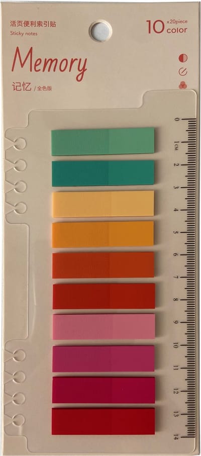 Index Tabs 200 tabs/stickers – 10 kleuren sticky notes – Markeertabs en memoblaadjes – Leuk kerstcadeau, sinterklaascadeau of schoencadeau voor hem en haar – Cadeaus onder €10 – Perfect voor bullet journal en boek annotatie