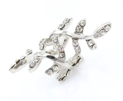 Blad ear cuff met steentjes | zilver gekleurd