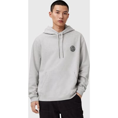 AllSaints Waved Oth Hoody Light Grey Marl Taglia: XS | Felpe con cappuccio Outlet | Uomo | Grigio