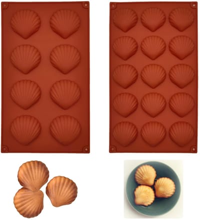 Dailygoody - Madeleine bakvorm - Siliconen mini bakvormen - Herbruikbaar en flexibel - Bruin-rood - Taartvormen voor kleine desserts - Geschikt voor s
