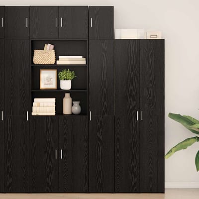 vidaXL - Opbergkast - met - Planken - Zwart - eiken - 30 - x - 42,5 - x - 225 - cm