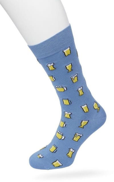 Bonnie Doon Heren Sokken met Bierglazen Print maat 40/46 Blauw - Thema Sokken - Bier - Cadeau Sokken - Word je Happy en vrolijk van - Zacht Katoen met Gladde Teennaad - Comfortabel - Perfect Cadeau - Coronet Blue - BT992128.187
