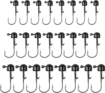 24 Stuks Paddestoel Jig Heads, 1,6g/2g/3g Jig Koppen voor Vissen Vishaken voor Zacht Kunstaas, Ijzer Jig Ball Vishaak voor Zoet Zoutwater Visliefhebbers (Zwart)