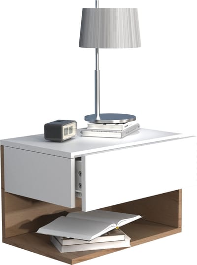 Houten wandlade nachtkastje wandplank lade console nachtkastje Usal XL 45 cm