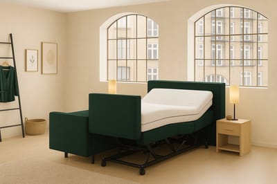 Lecce Hoog Laag Bed 1 Persoons/ Verzorgingsbed /Seniorenbed Elektrisch Verstelbaar 120x200 cm Donker Groen/Montage optie/Made in NL