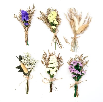 Dried Flowers Bundles voor DIY Projecten, Kunst en Ambachten, Thuisdecoratie en Bruiloften - 6 Stuks Mini Gedroogde Bloemen