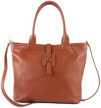 Giuliano lederen handtsa Mirella - Made in italy - Dames - Donker cognac
