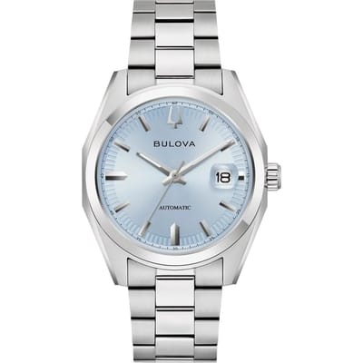 Bulova Surveyor Roestvrij Staal Lichtblauw Automatisch 96B469 Herenhorloge lichtblauwe kleur
