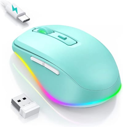 StayPowered Draadloze LED Muis - Stijlvol & Stil met Muisbeweger - Oplaadbaar - 4 Instelbare DPI-niveaus - Plug & Speel - Universele Compatibiliteit - Compact & Efficiënt - Groen - Levering Sneller dan Aangegeven!