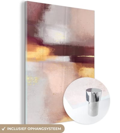 MuchoWow® Glasschilderij 120x160 cm - Schilderij acrylglas - Verf - Abstract - Pastel - Foto op glas - Schilderijen