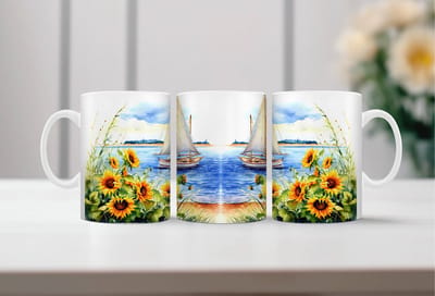 Auqarel koffiemok Zeilboot 3