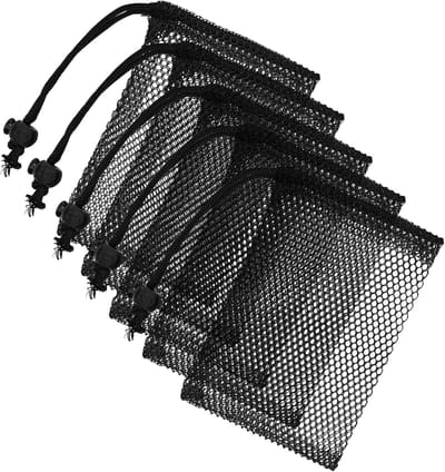 Kleine Mesh Opbergzak met Koord en Clip, Ideaal voor Reizen, Strand en Speelgoed, Nylon Organizer
