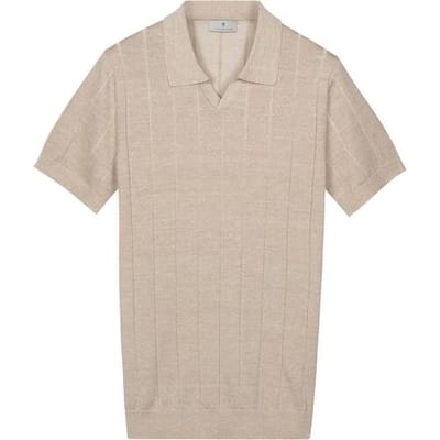 Thomas Maine Polo No Buttons Collar Full Needle Rib Placket Licht Beige / male